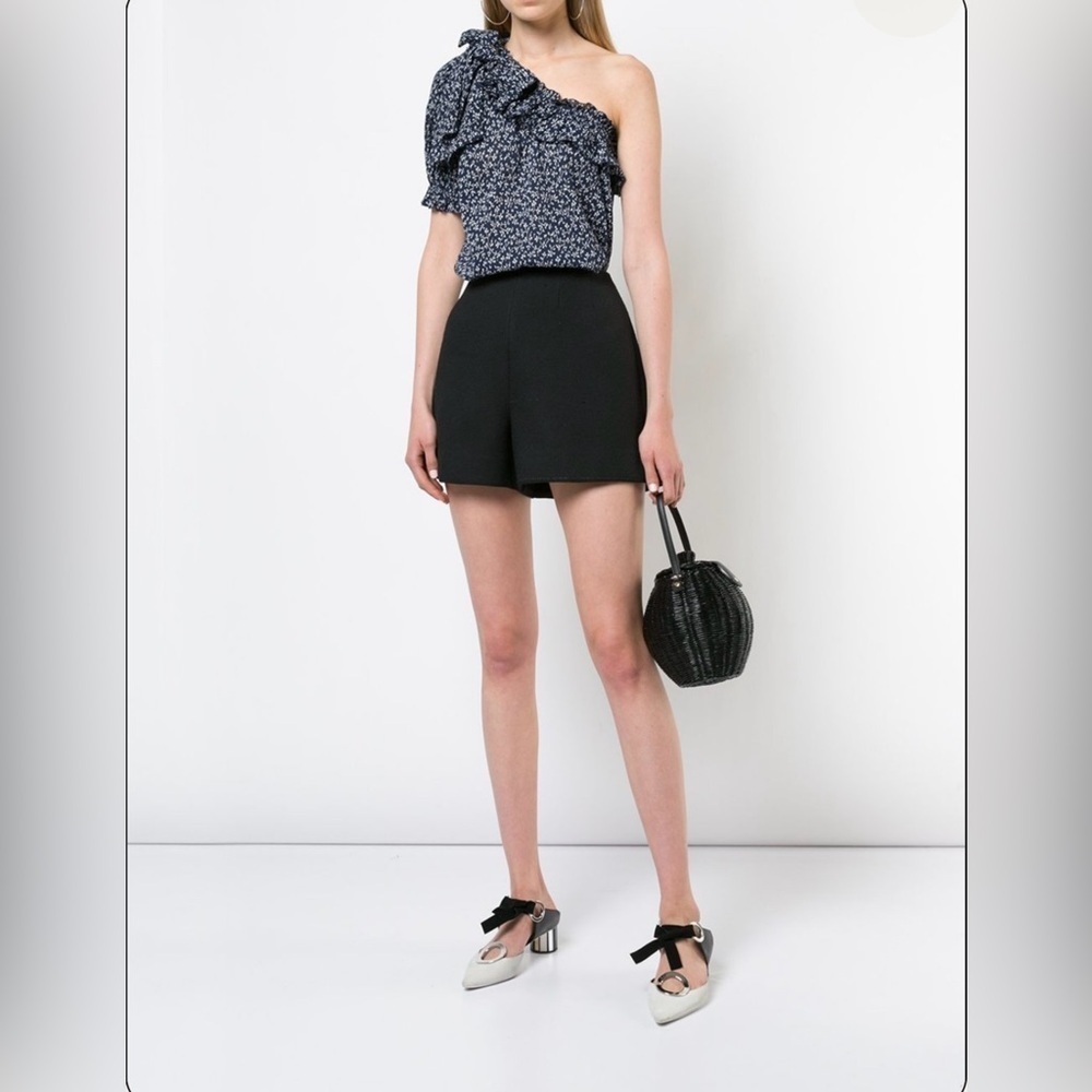 Alene Top in Midnight ULLA JOHNSON One Shoulder Bow Size 6 Floral Classic Boho